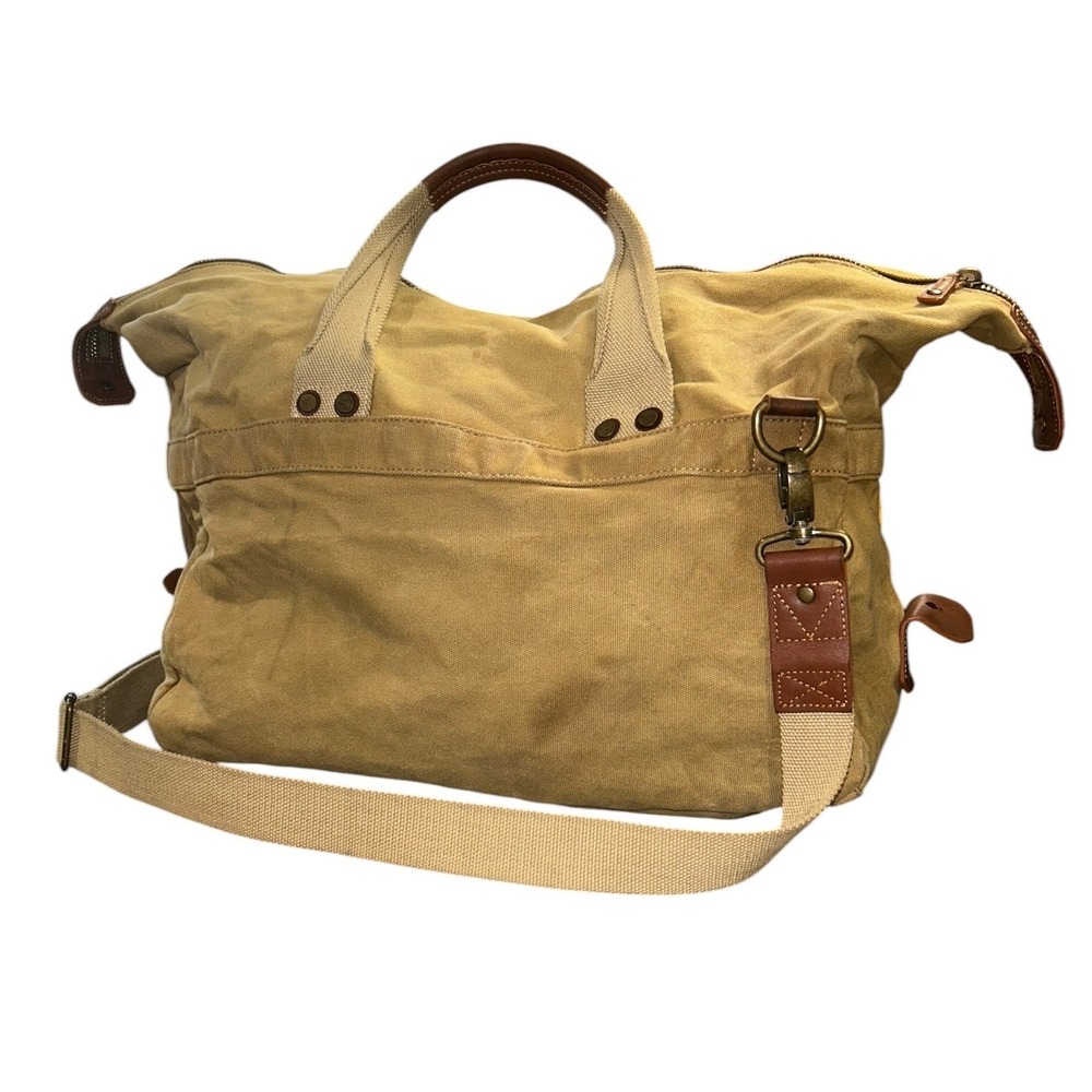 Khaki Canvas Duffel Bag Travel Weekender Overnight Satchel Cabin Core